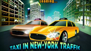 Trafic de taxi à New-York Affiche