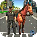 マウントされた警察の馬の追跡3D