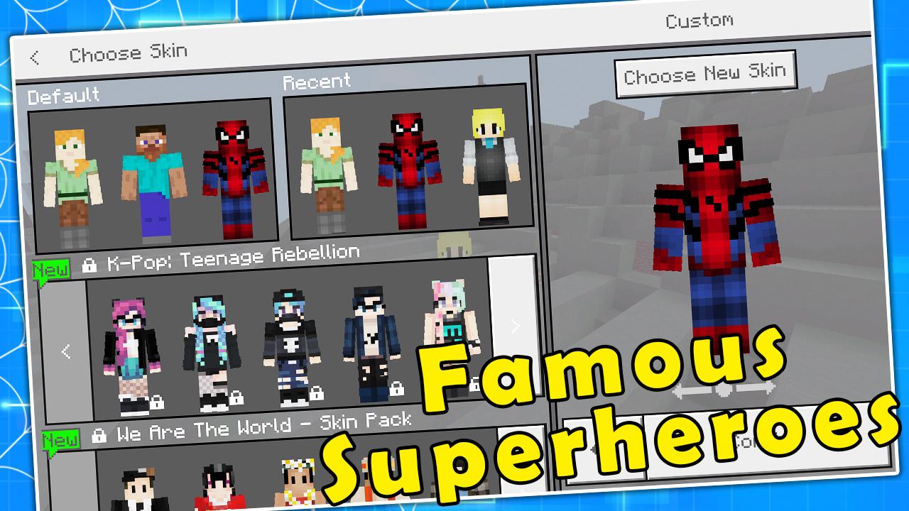 2018 Spiderman Skin Pack Minecraft PE for Android APK