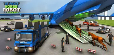 transportador de avión de caballo robot de policía