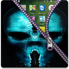 Blue Skull Zipper Screen Lock ikona