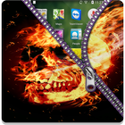 Fire Skull Zipper Screen Lock icono