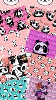 Pink Cute Panda Keyboard Theme постер