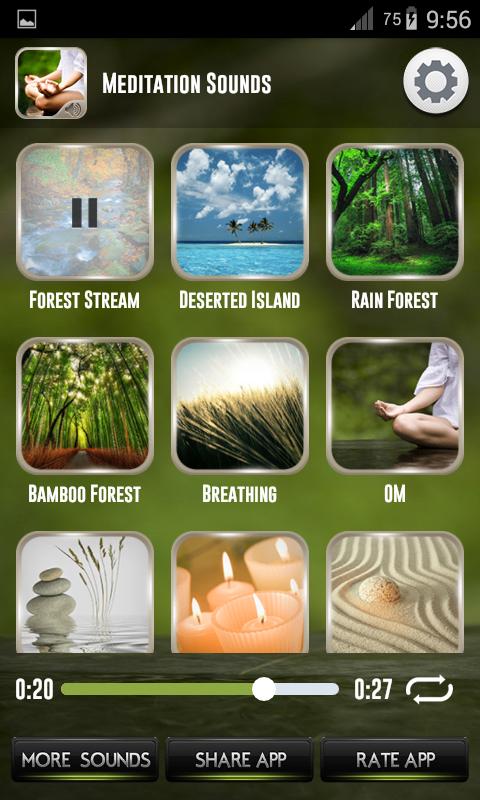 Meditation sounds. Stream Sounds APK. Breathing Forest.