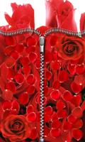 Zipper Lock Screen  :Red rose اسکرین شاٹ 3