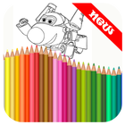 Super wings drawing coloring Book New icon