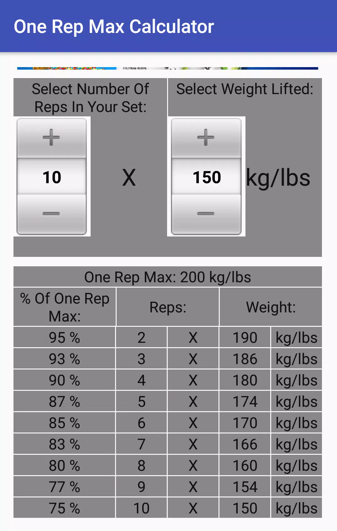 One Rep Max Calculator for Android - APK Download