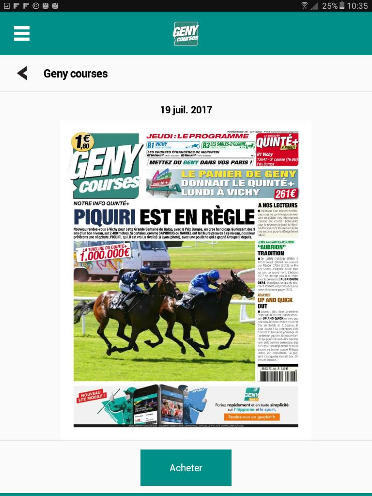 Geny cours pronostic gratuit