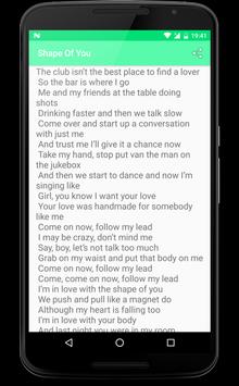 Shape Of You Ed Sheeran Lyrics Apk App تنزيل مجاني لأجهزة Android