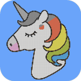 Unicorn Sandbox Coloring Book Page Color By Number icon