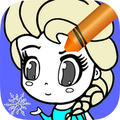 Coloring frozen girls icon