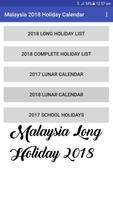 Malaysia 2018 Holiday Calendar โปสเตอร์