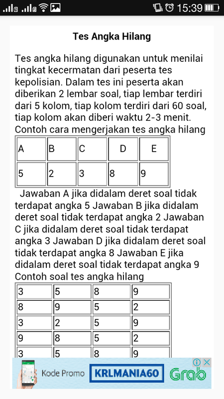 Contoh Soal Kecermatan Simbol Hilang