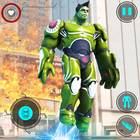 herói monstro incrível voando resgate cidade robô ícone
