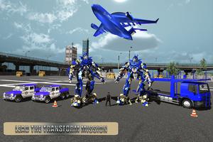 Police Plane Transport Game – Transform Robot Car capture d'écran 3