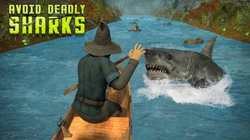 Shark Attack Raft Juego Poster