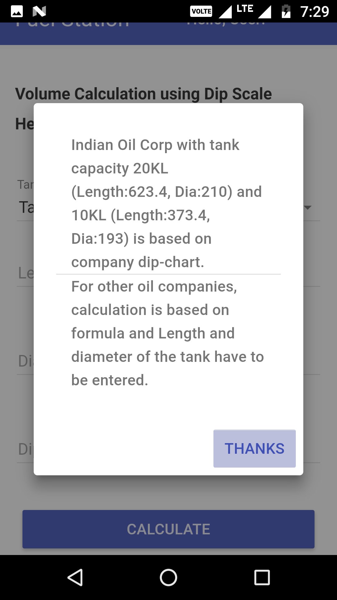 Fuel Tank volume calculation using dip scale APK für Android herunterladen