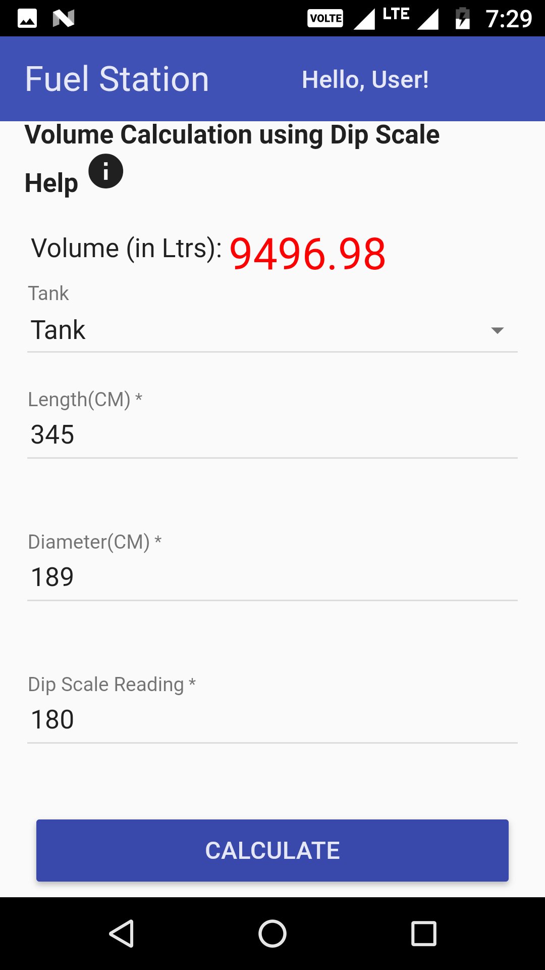 Fuel Tank volume calculation using dip scale APK for Android Download