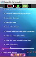 Turkish 100 Top Songs 2016 capture d'écran 2