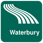 Karte von Waterbury offline Zeichen
