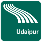 Karte von Udaipur offline Zeichen