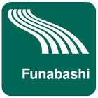 Karte von Funabashi offline Zeichen