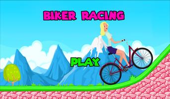 Biker Girl Cycling Hill Climb Affiche