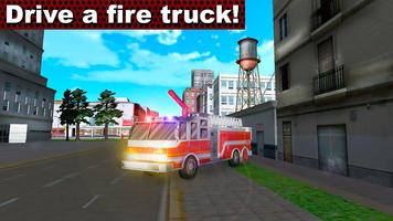 Fire Truck Emergency Driver 3D Affiche