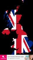 United Kingdom flag map Affiche
