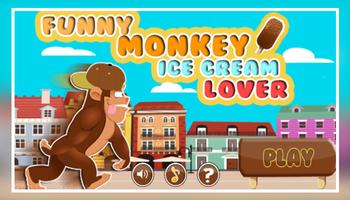 Funny Monkey Ice Cream Lover Affiche