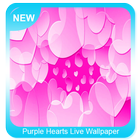 Purpurowe serca na żywo tapety ikona