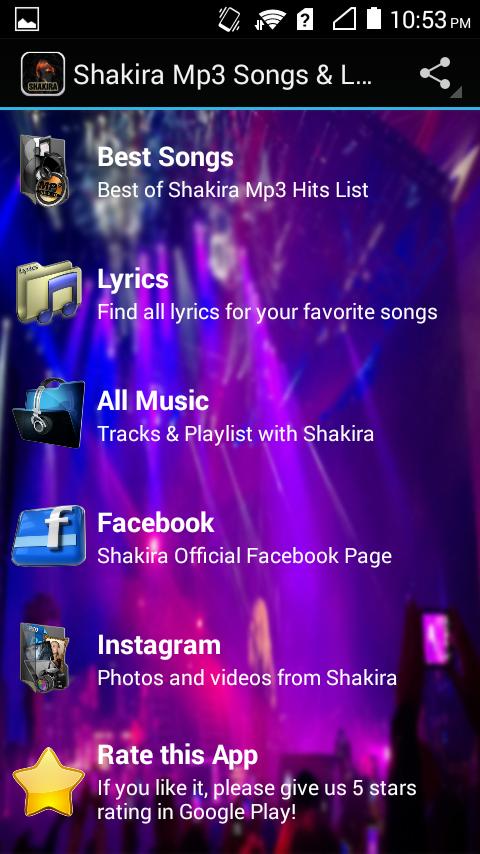 Shakira Mp3 Songs & Lyrics APK for Android Download