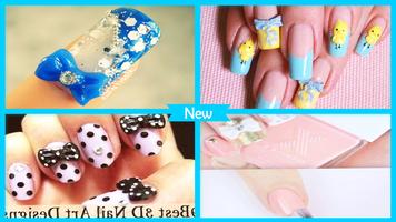 Śliczne 3D Bow Nail Art plakat