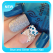 Blue and Silver Glitter Nail Design