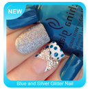 Blue and Silver Glitter Nail Design APK