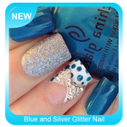 Blue and Silver Glitter Nail Design icône