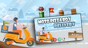 Moto Pizza Delivery Rider Affiche