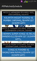 IPL Full Schedule 2015 capture d'écran 1