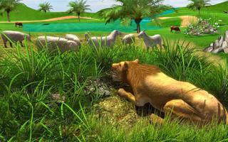 狮子 动物 打猎 战斗 家庭 游戏 海报
