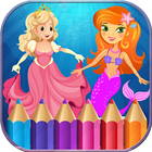 Mermaid Princess Coloring Page-icoon