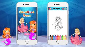 Mermaid Princess Coloring Page 포스터