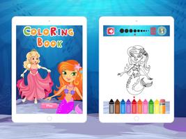 Mermaid Princess Coloring Page Ekran Görüntüsü 2