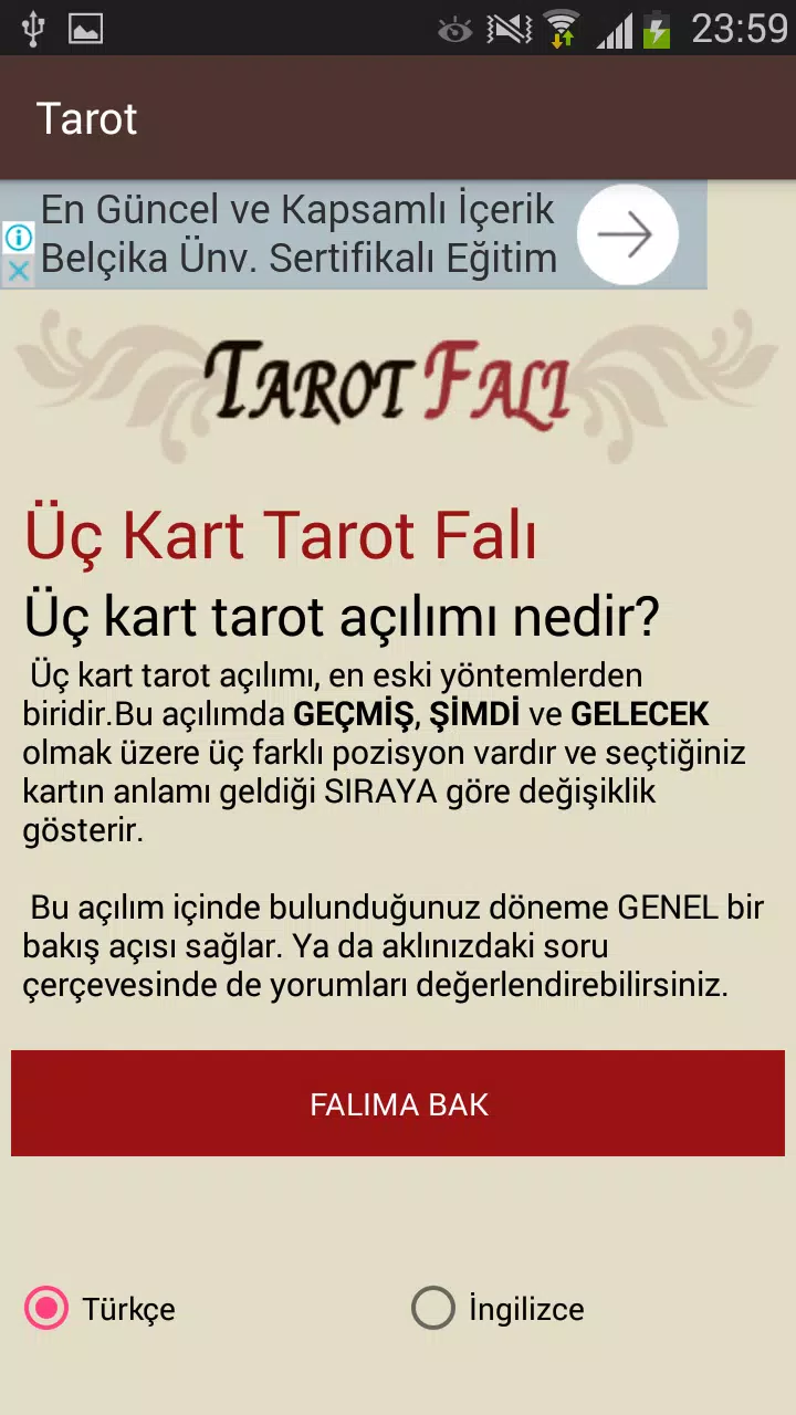 TAROT FALI- 3 Kart Tarot Falı pour Android - Téléchargez l'APK