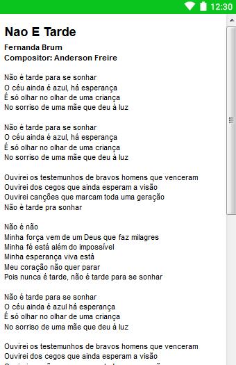 Não é Tarde – música e letra de Fernanda Brum