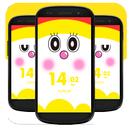 Yellow moon cute cat - Theme clock live wallpaper-APK