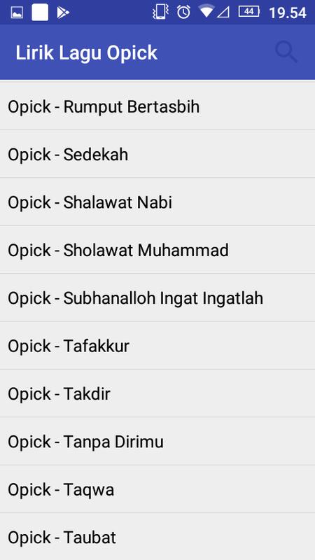 Lirik Lagu Opick for Android - APK Download