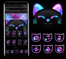 Tema Neon Colorful Cat poster