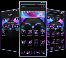 Tema Neon Colorful Cat screenshot 2