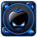 Tema Neon Azul Preto Maçã ícone