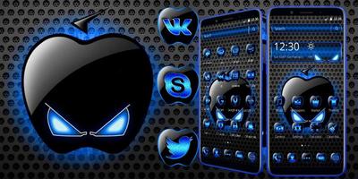 Motyw Neon Blue Black Apple screenshot 3